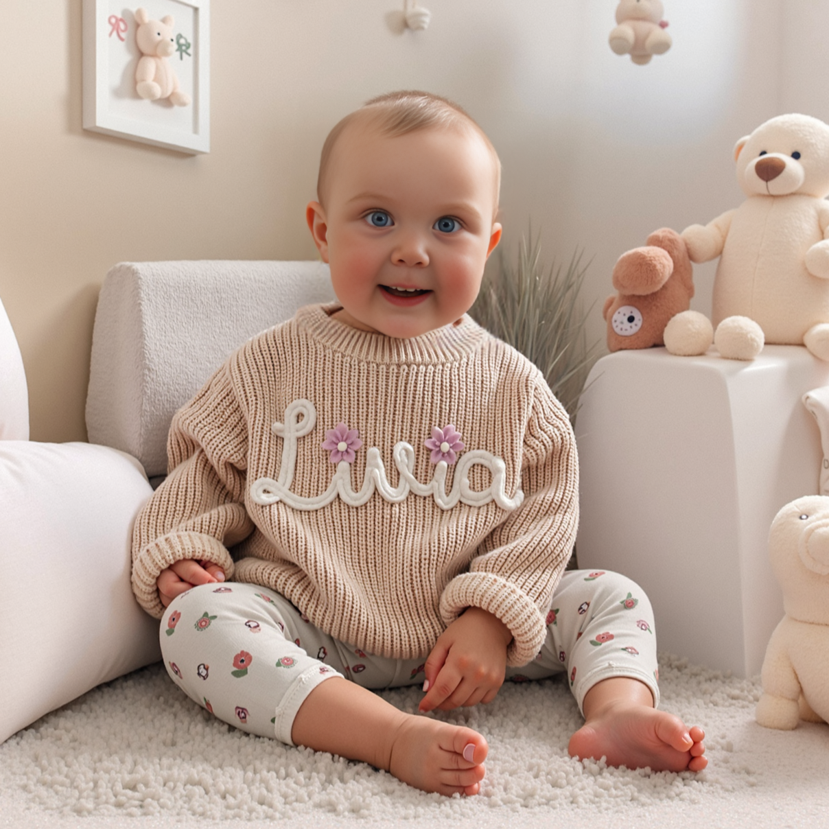 Baby Sweater Crochet Pattern (Custom Name)