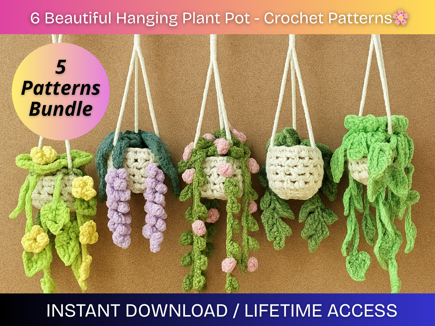5 Hanging Plant Pot Crochet Patterns