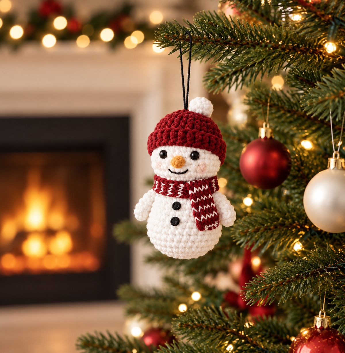 Snowman Tree Ornament Crochet Pattern