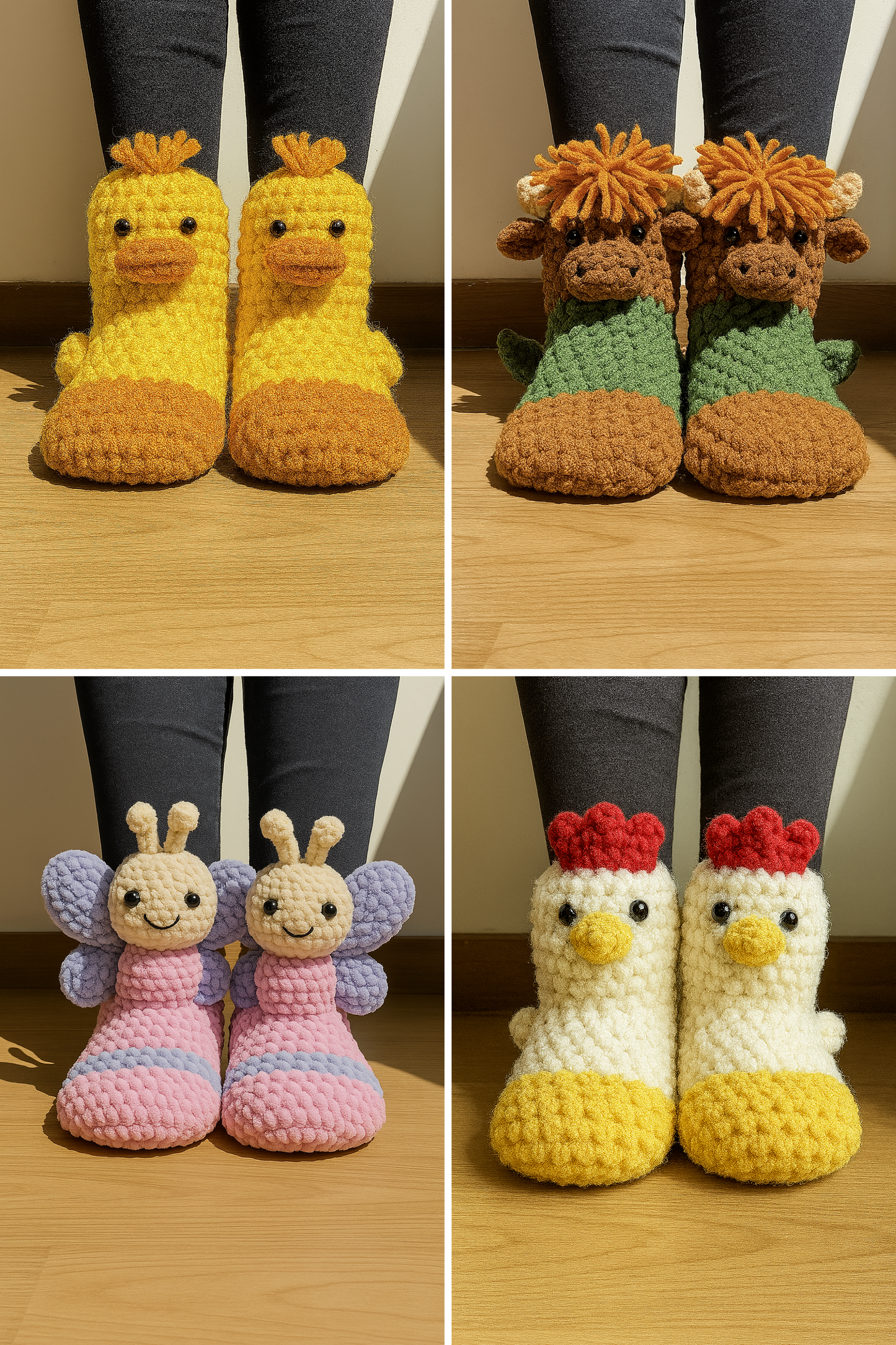 4 Slippers Crochet Pattern Bundle