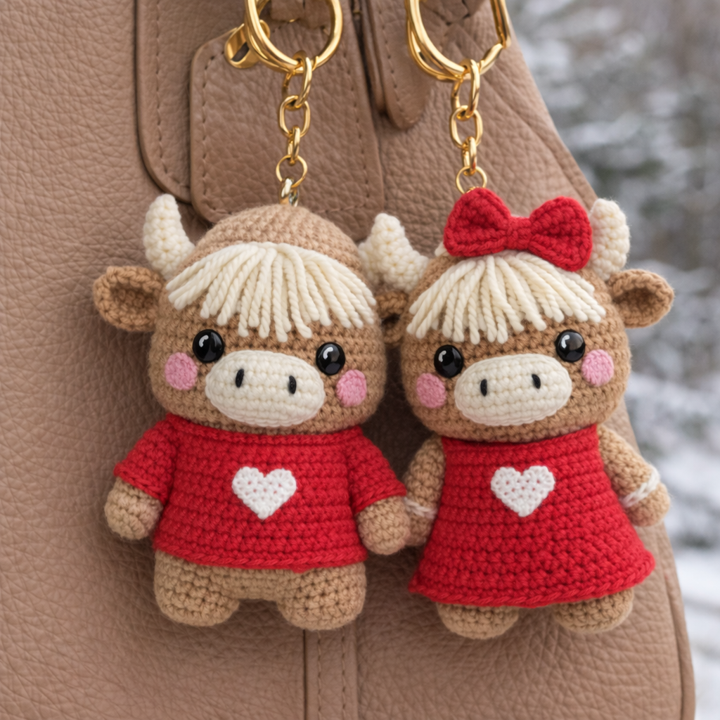 2 Highland Lovers Keychains Crochet Patterns