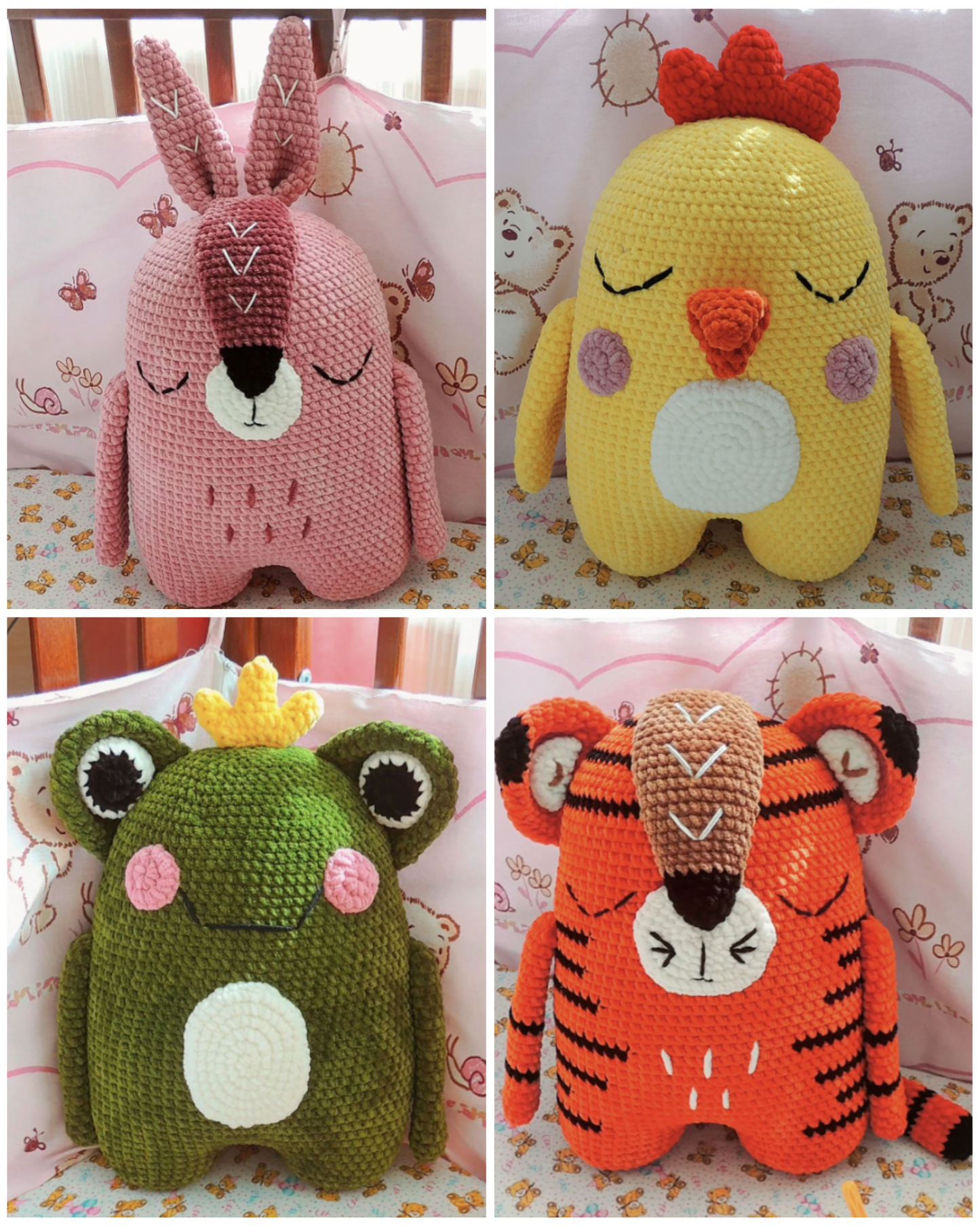 5 Squishy Animal Pillows Crochet Pattern