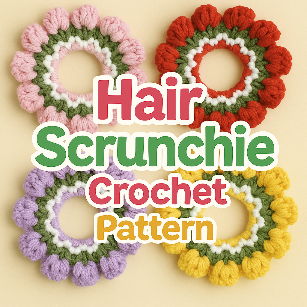 Flower Hair Scrunchie Crochet Pattern