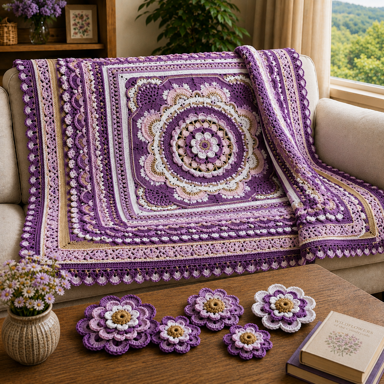 Vintage Flower Blanket Crochet Pattern
