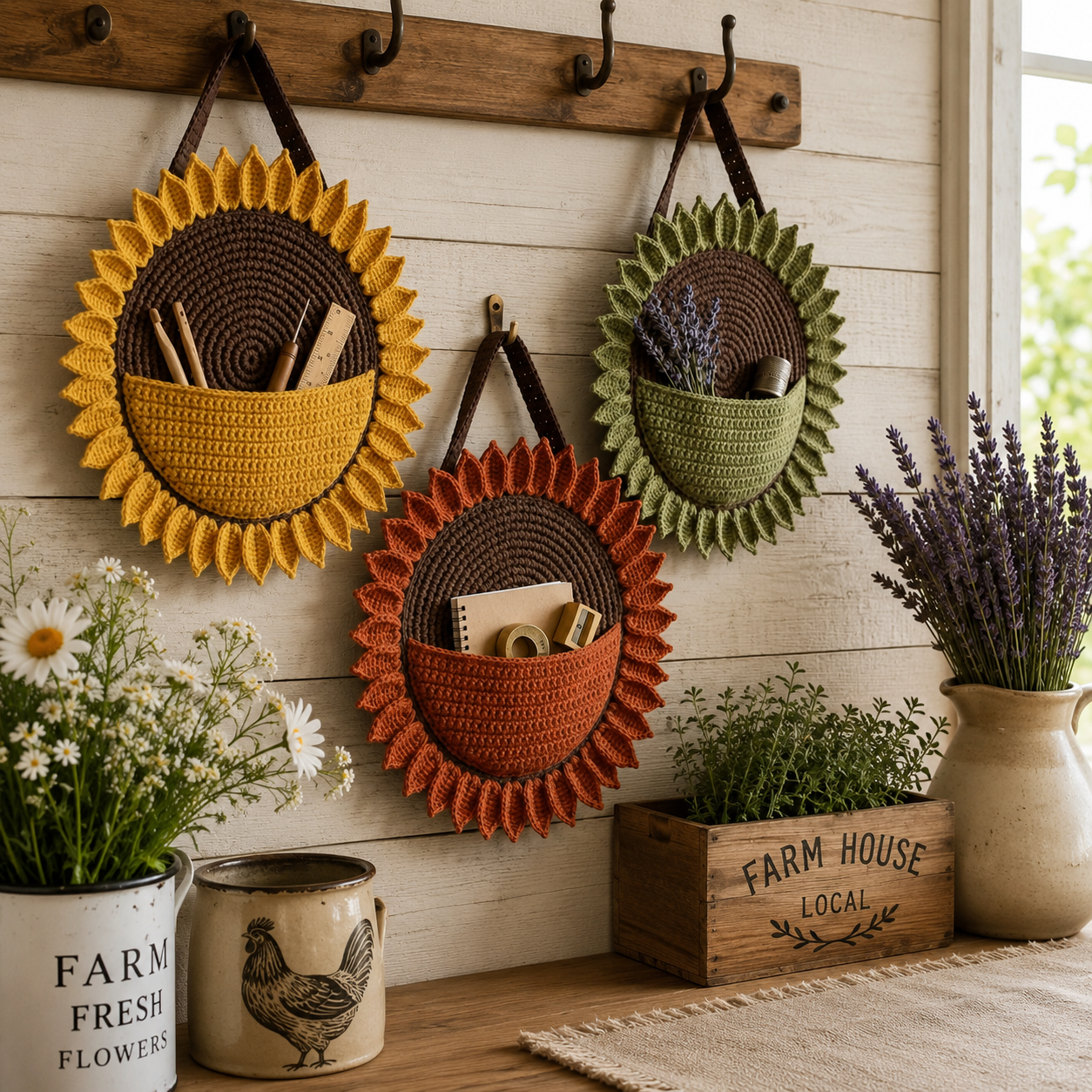 Sunflower Wall Organizer Crochet Pattern
