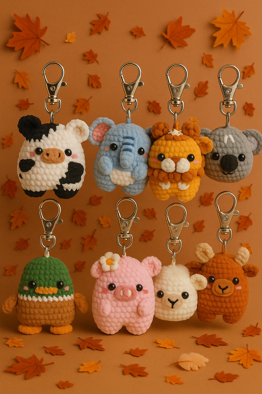 10 Happy Keychains Crochet Pattern Bundle