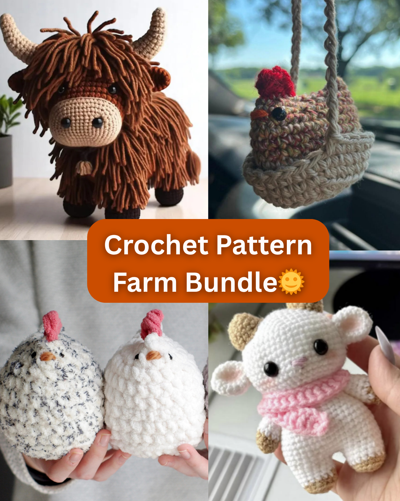 4 Crochet Pattern Farm Bundle🌞
