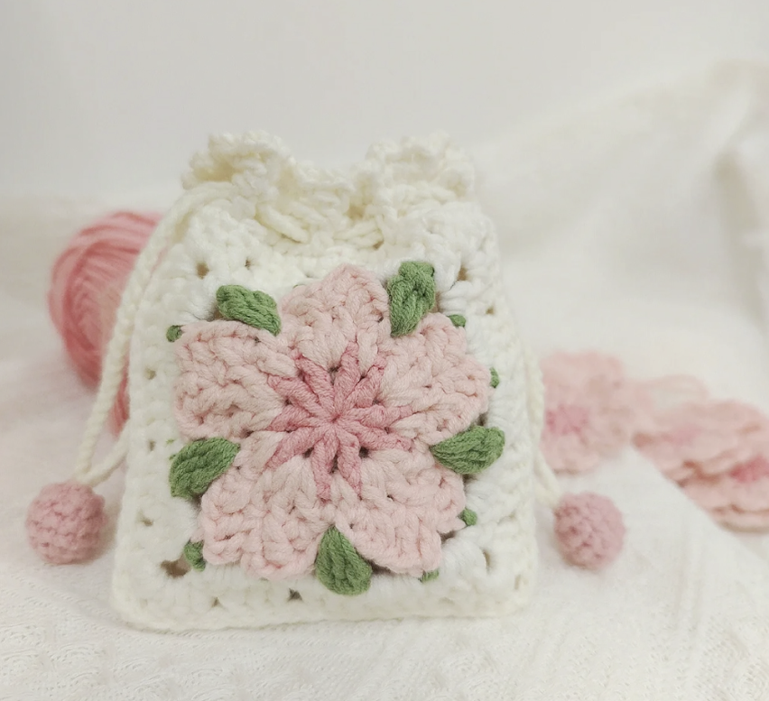 Crochet Pattern Cherry Blossom Pouch