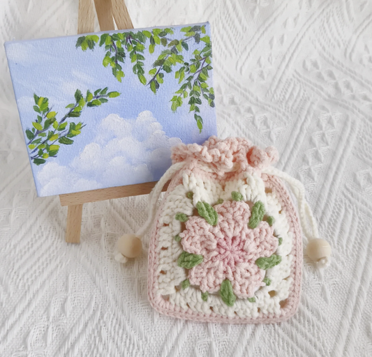 Crochet Pattern Cherry Blossom Pouch