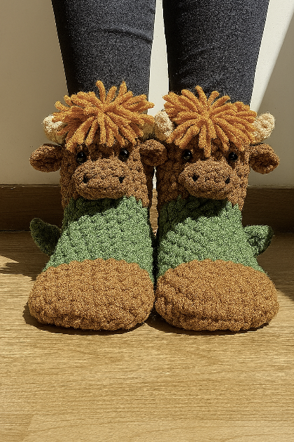 Highland Cow Slippers Crochet Pattern