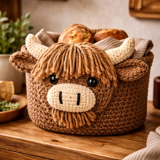 Highland Cow Basket Crochet Pattern