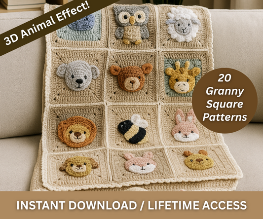 3D Animal Granny Squares - Crochet Patterns