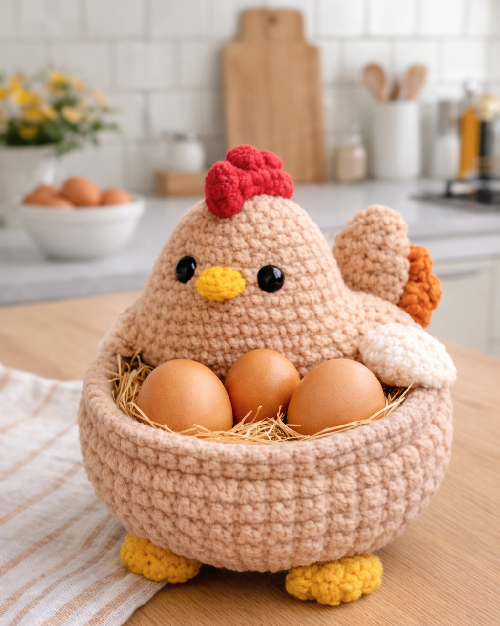 Chicken Egg Basket Crochet Pattern