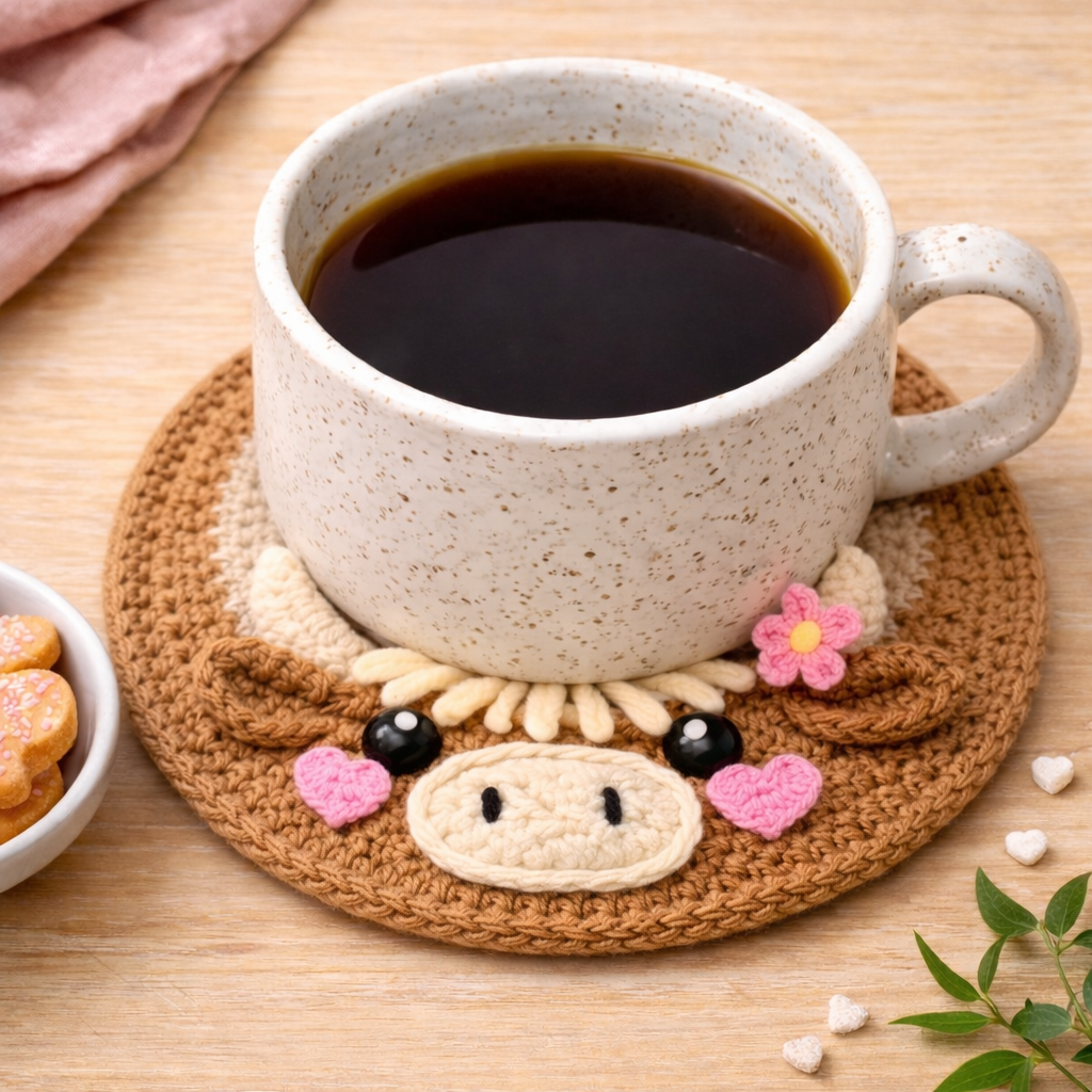 Highland Cow Coaster Crochet Pattern