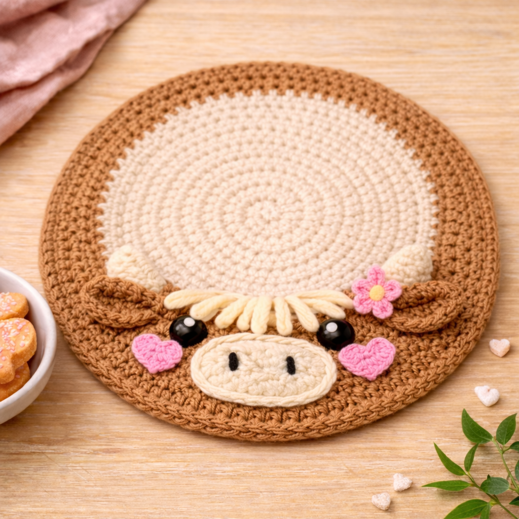 Highland Cow Coaster Crochet Pattern