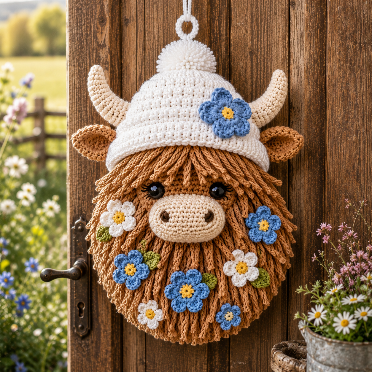 Highland Cow Door Hanger Crochet Pattern