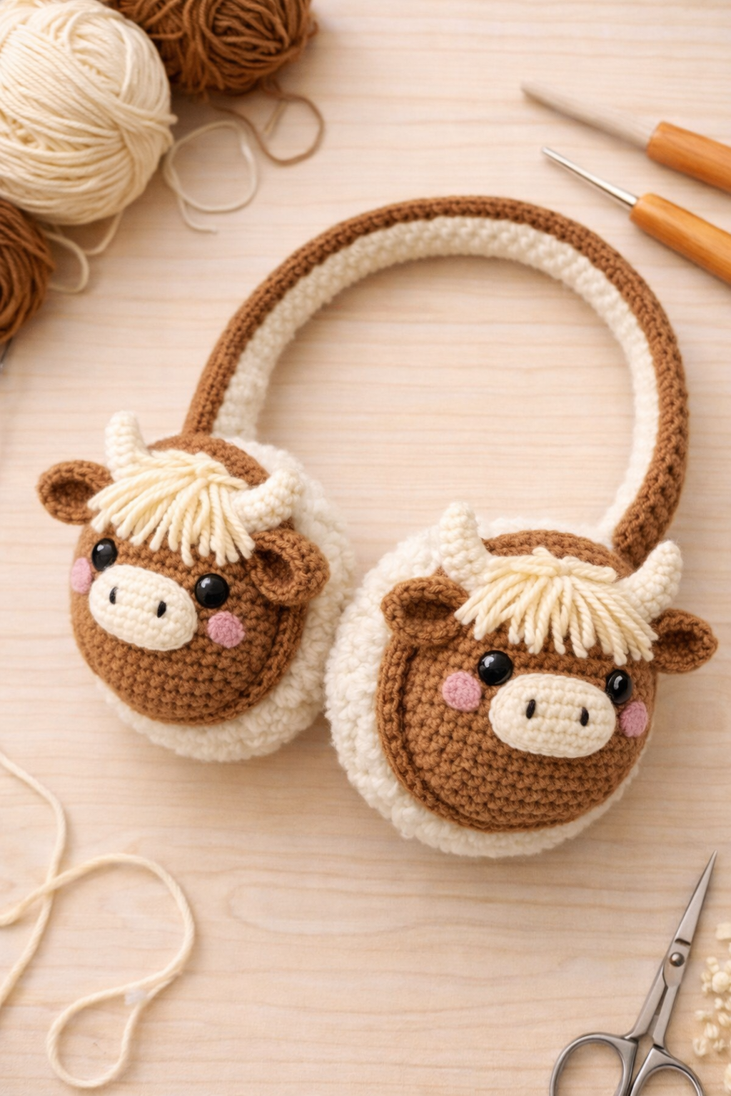 Highland Cow Earmuffs Crochet Pattern