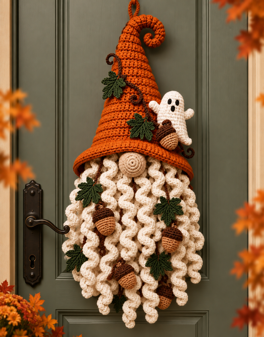 Autumn Ghost Hanging Gnome Crochet Pattern