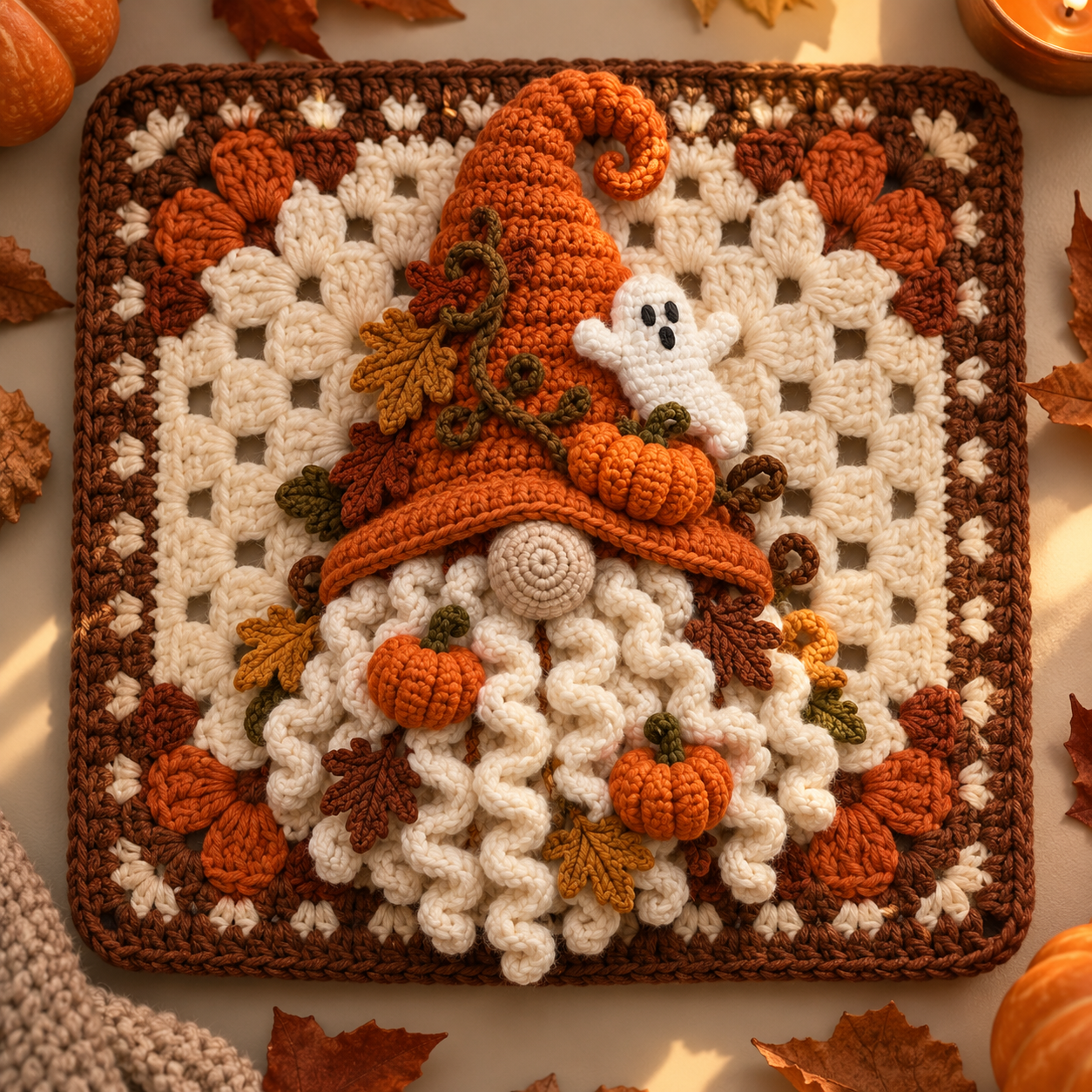 Fall Gnome Granny Square Crochet Pattern