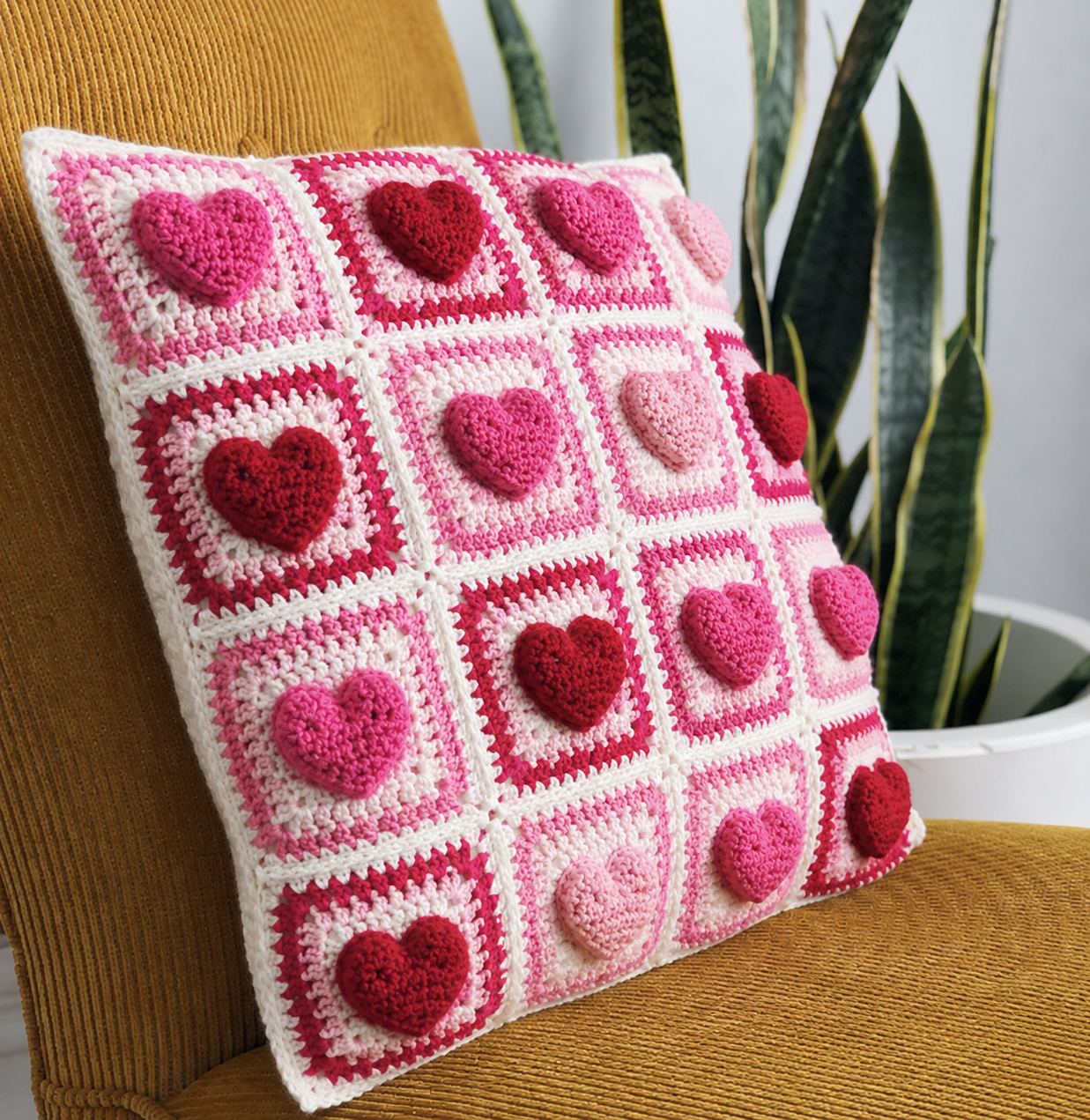 Heart Pillow Crochet Pattern