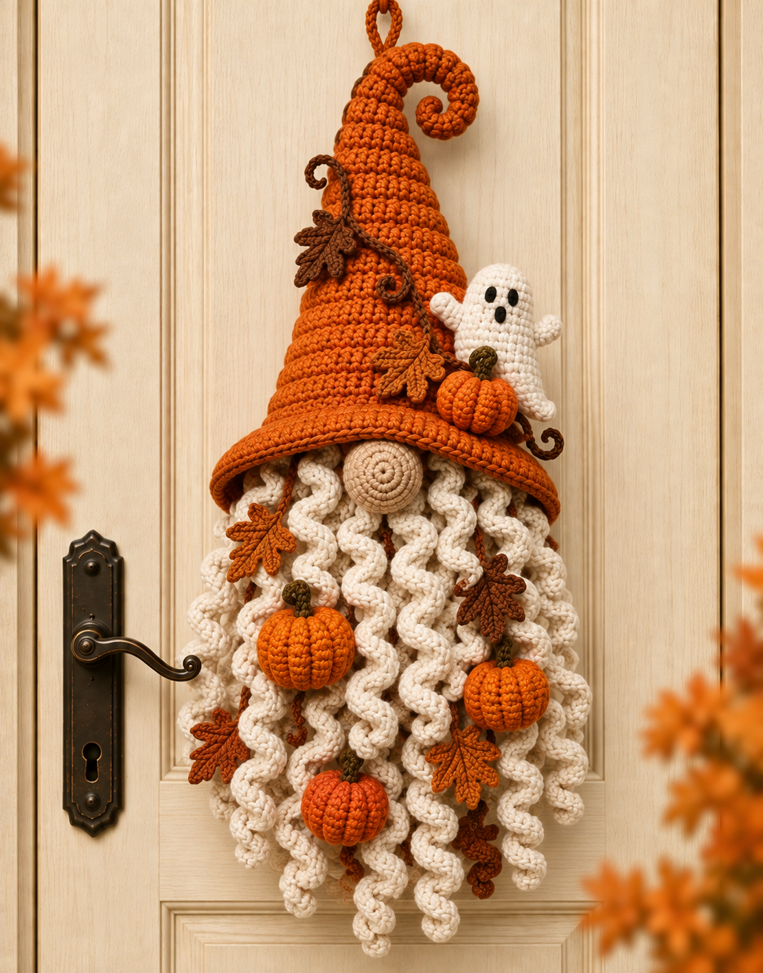 Autumn Ghost Hanging Gnome Crochet Pattern