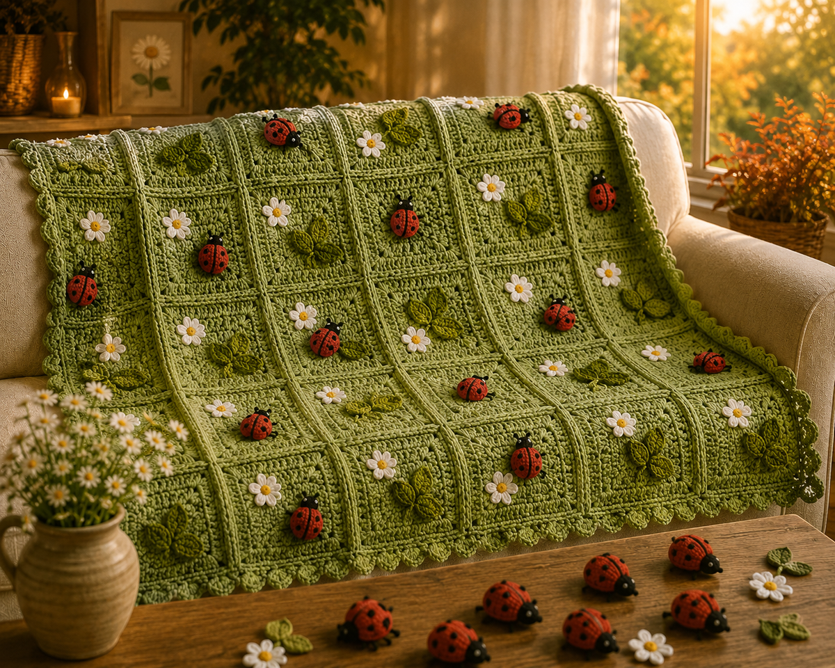Ladybug Leaves Blanket Crochet Pattern