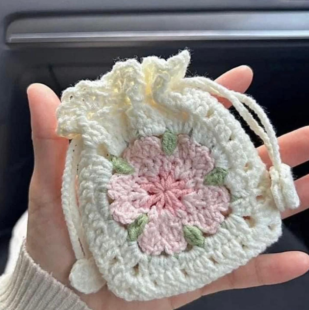 Crochet Pattern Cherry Blossom Pouch
