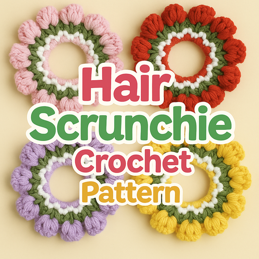 Flower Hair Scrunchie Crochet Pattern