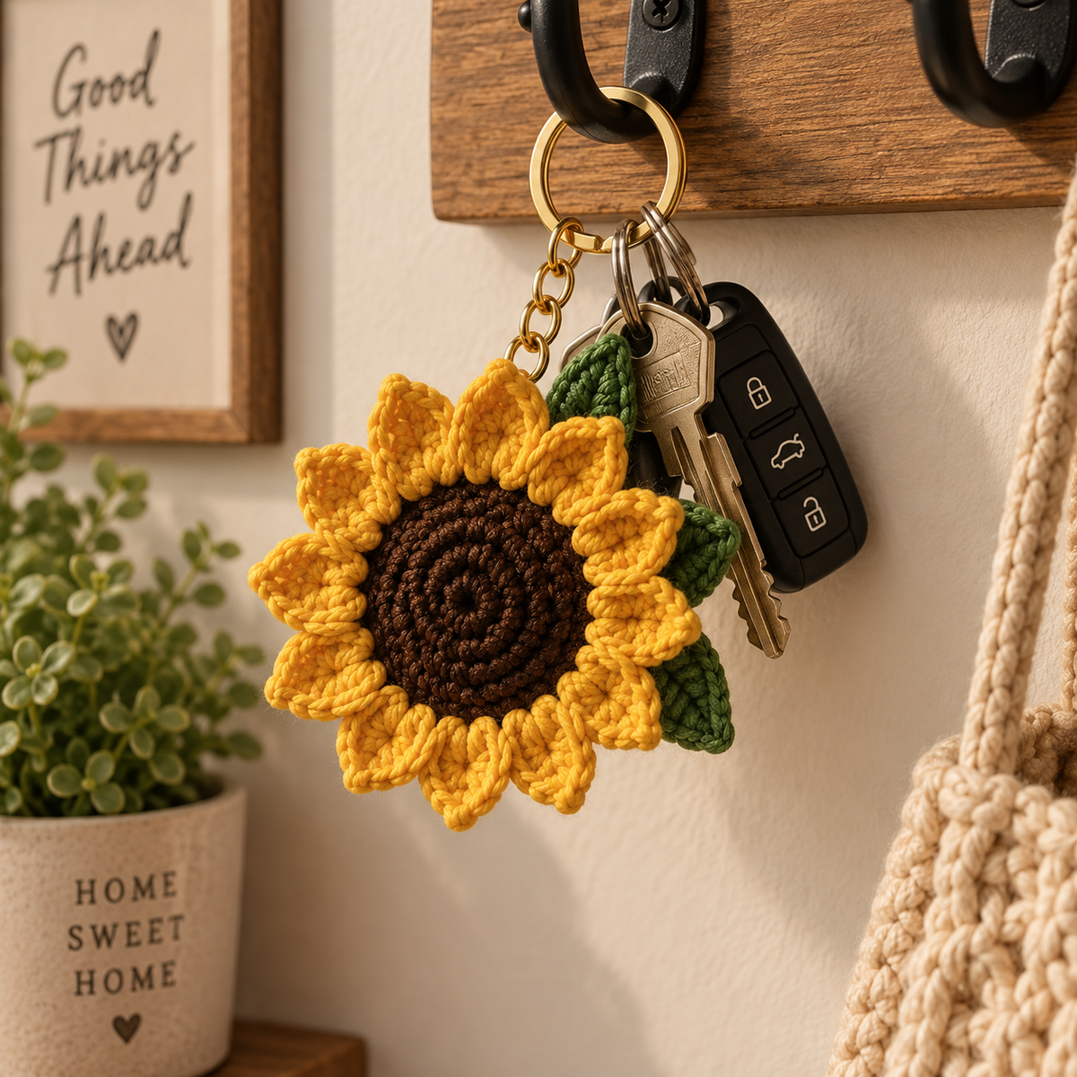 Sunflower Keychain Crochet Pattern