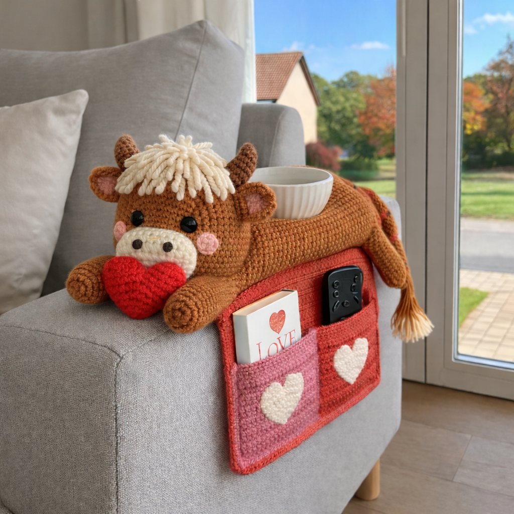 Highland Cow Sofa Organizer Crochet Pattern