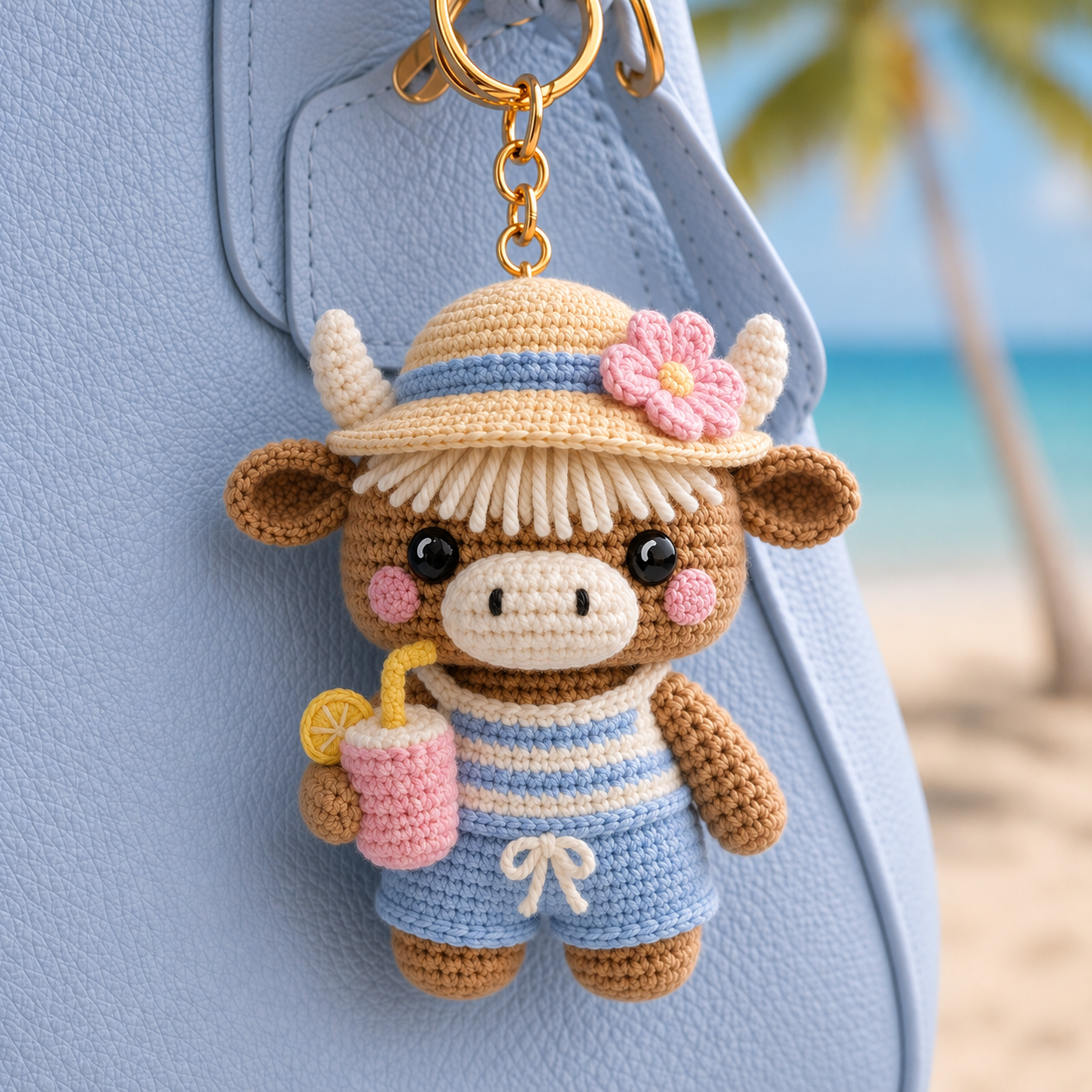 Sunny Highland Cow Keychain Crochet Pattern